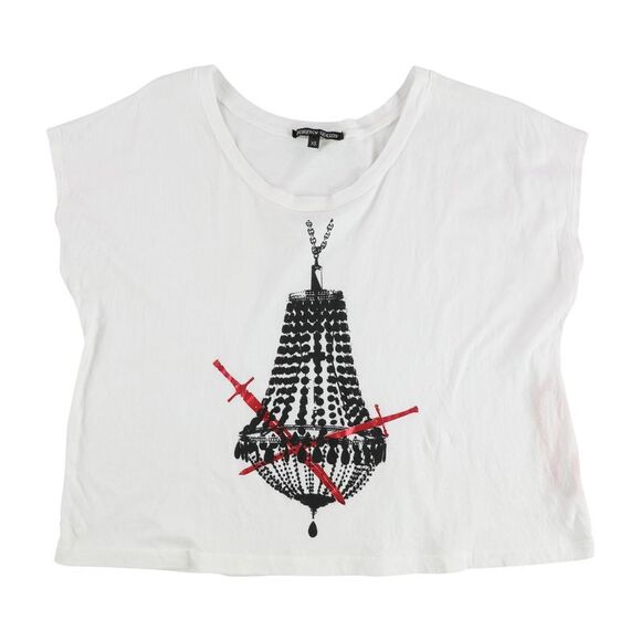 Foreign Season Womens Chandelier Sword Graphic T-Shirt, White, NWT - Picture 1 of 2